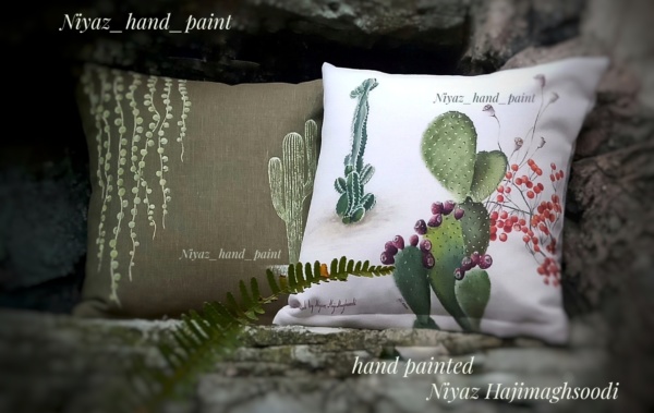 Original painting on cushions- Cactus painting