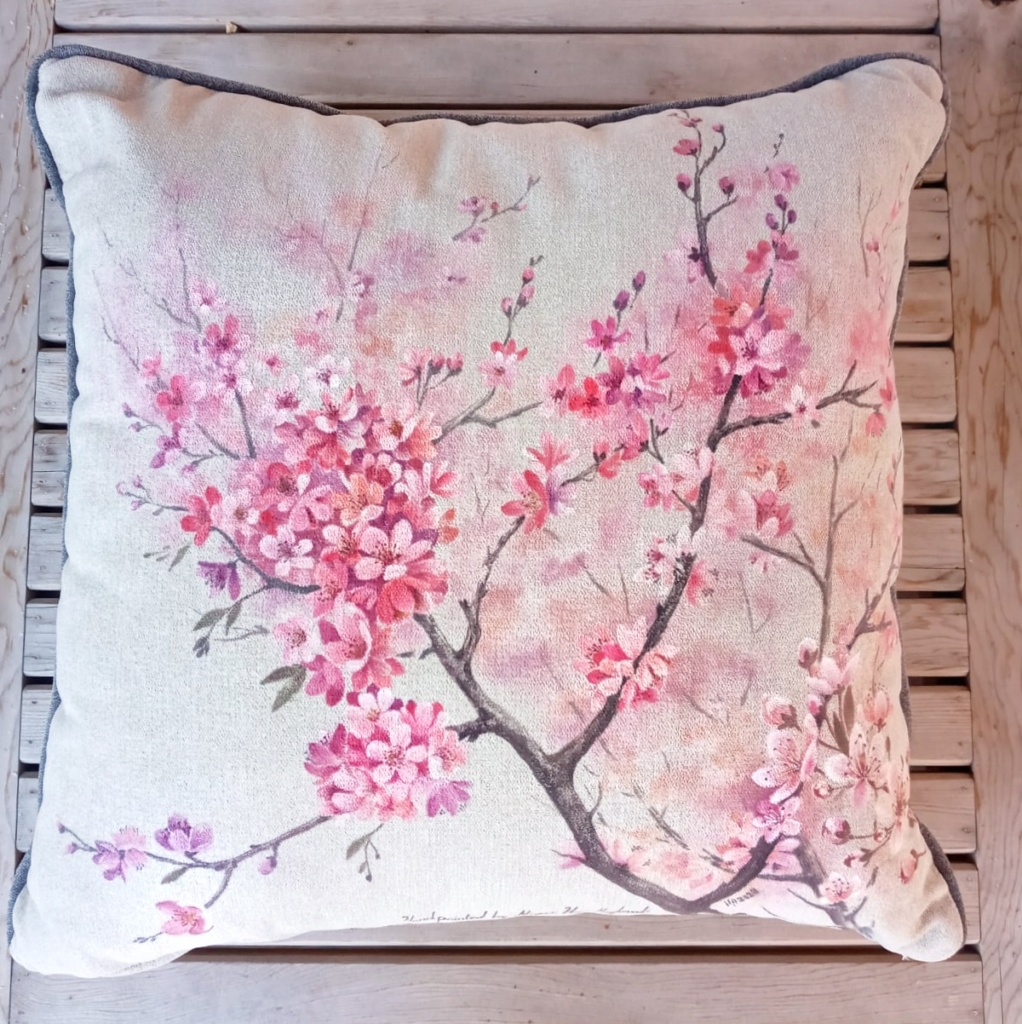 Original painting on cushion-Spring blossoms painting