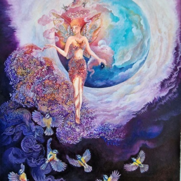 Name: Goddess of light Original painting with watercolor & ink on 600 gr free acid watercolor paper