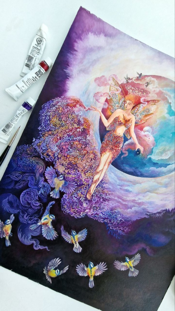 Original painting with watercolor& ink